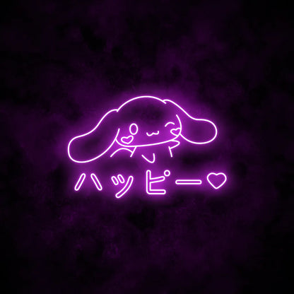 Cinnamoroll Happy Neon Sign Purple