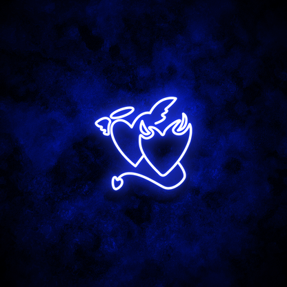 "Devil & Angel Hearts" Neon Sign