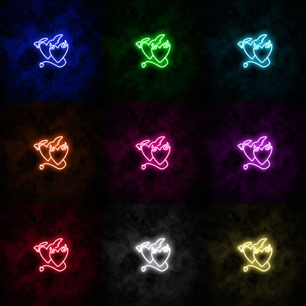 "Devil & Angel Hearts" Neon Sign