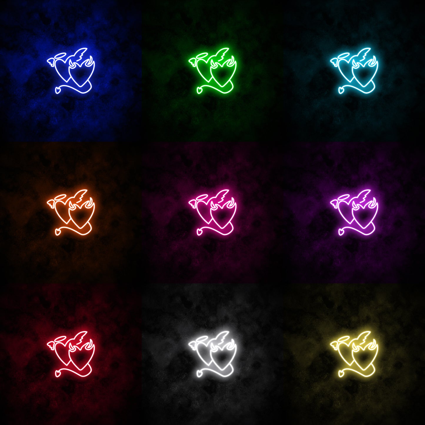 "Devil & Angel Hearts" Neon Sign