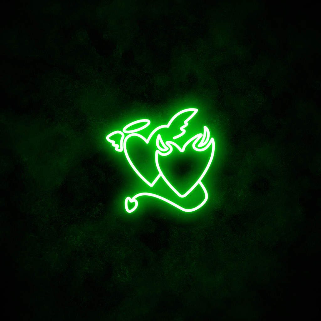 "Devil & Angel Hearts" Neon Sign