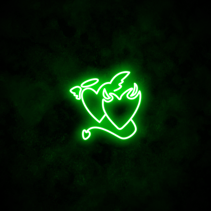 "Devil & Angel Hearts" Neon Sign