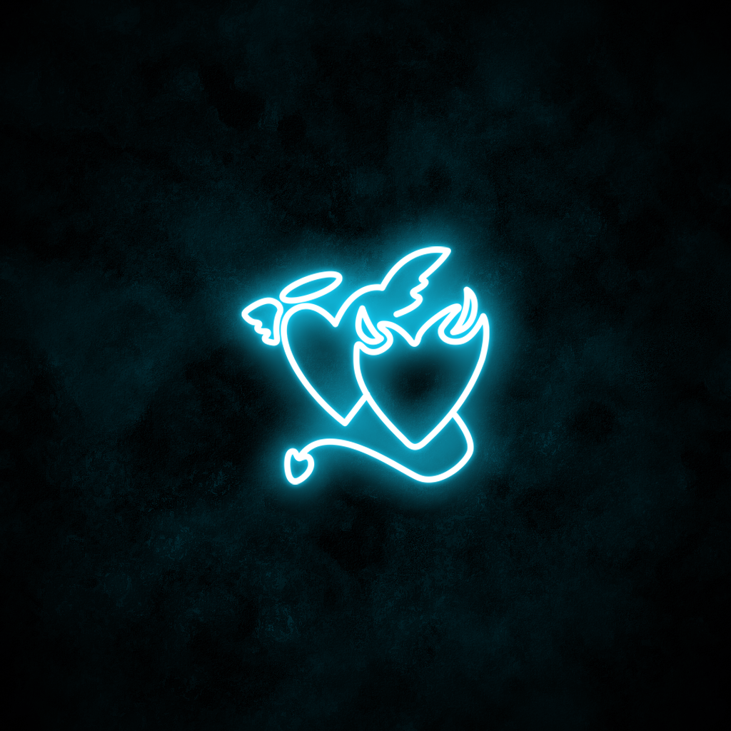 "Devil & Angel Hearts" Neon Sign