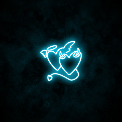 "Devil & Angel Hearts" Neon Sign