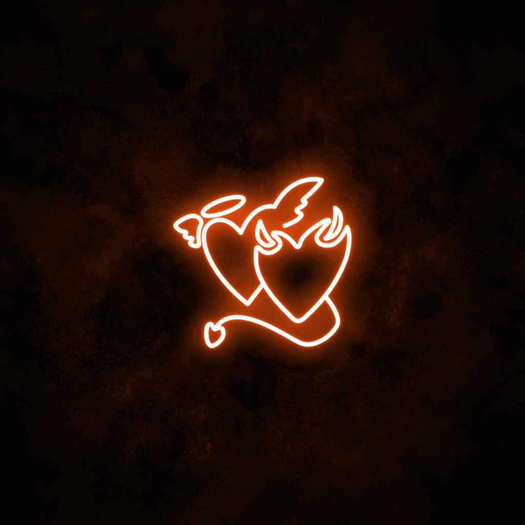 "Devil & Angel Hearts" Neon Sign