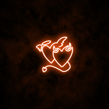 "Devil & Angel Hearts" Neon Sign