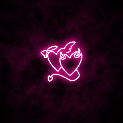 "Devil & Angel Hearts" Neon Sign