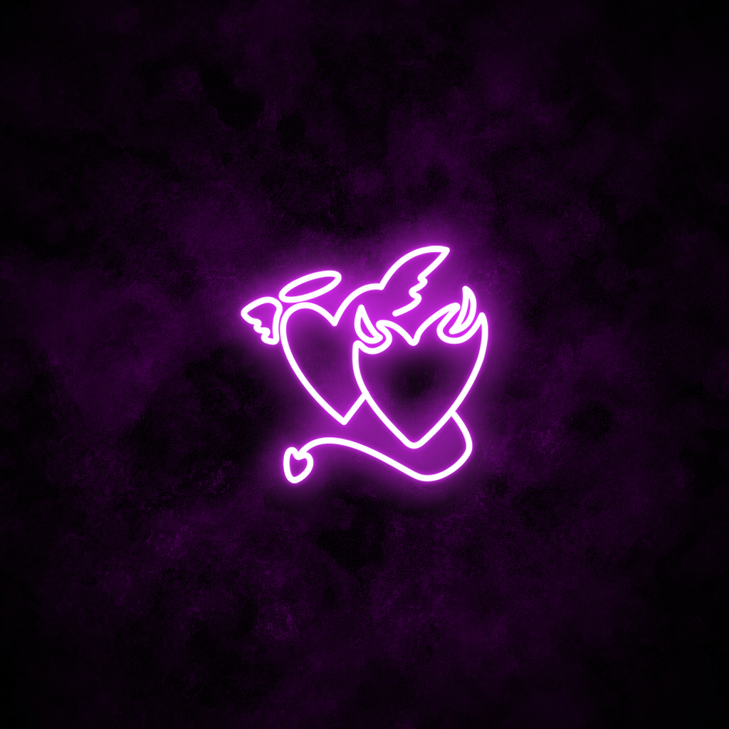 "Devil & Angel Hearts" Neon Sign