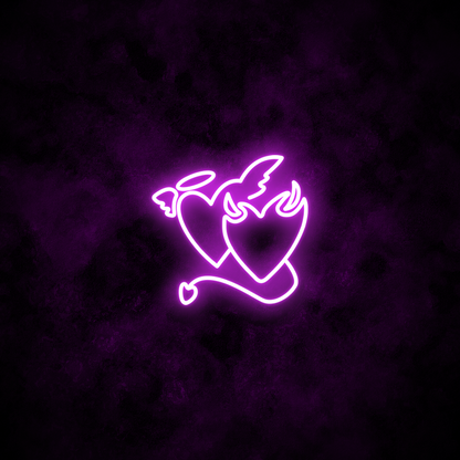 "Devil & Angel Hearts" Neon Sign