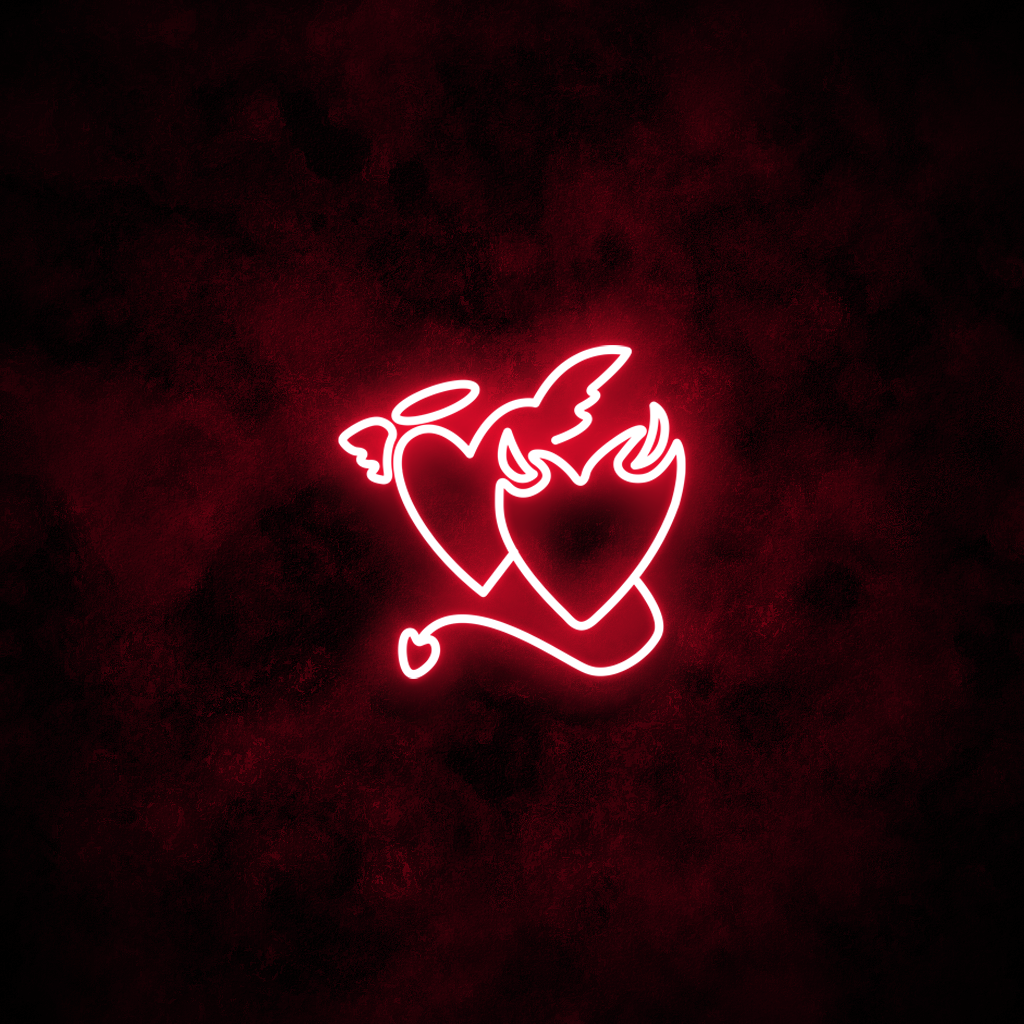 "Devil & Angel Hearts" Neon Sign