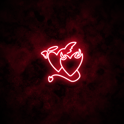 "Devil & Angel Hearts" Neon Sign