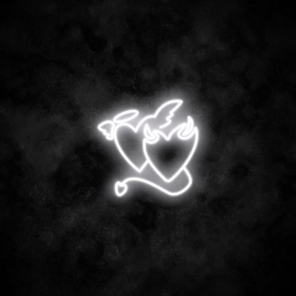 "Devil & Angel Hearts" Neon Sign