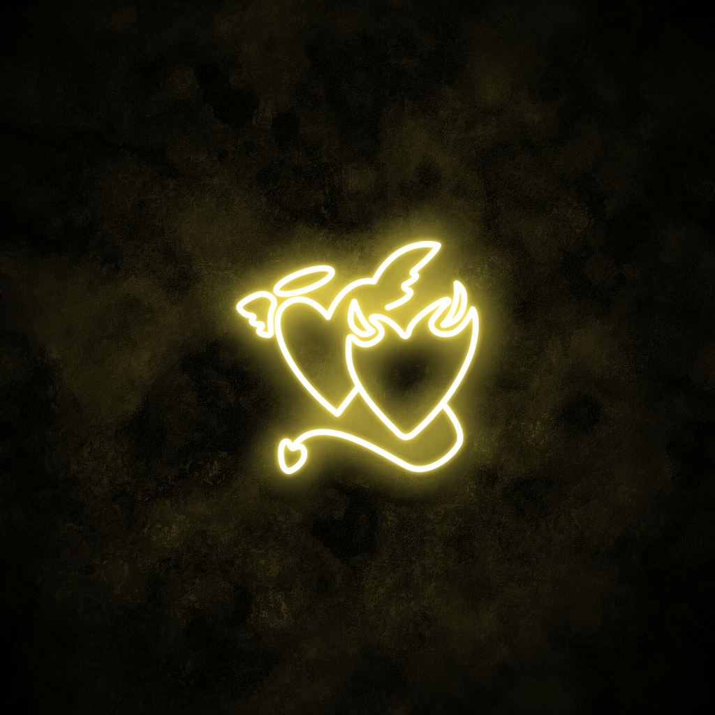 "Devil & Angel Hearts" Neon Sign