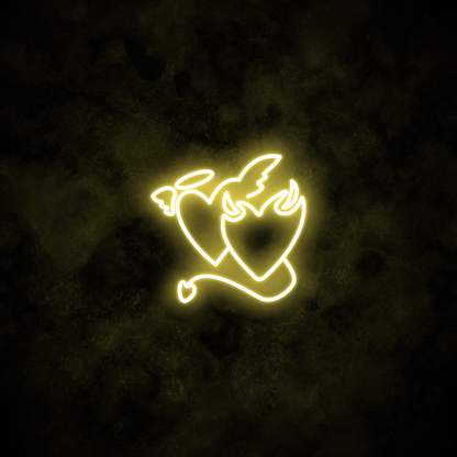 "Devil & Angel Hearts" Neon Sign